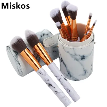 

Marbling Makeup Brushes 10Pcs/Set Pro Marble Pattern Cylinder PU Brush Bag Power Beauty Make Up Brush Cosmetic Tools Maquiagem