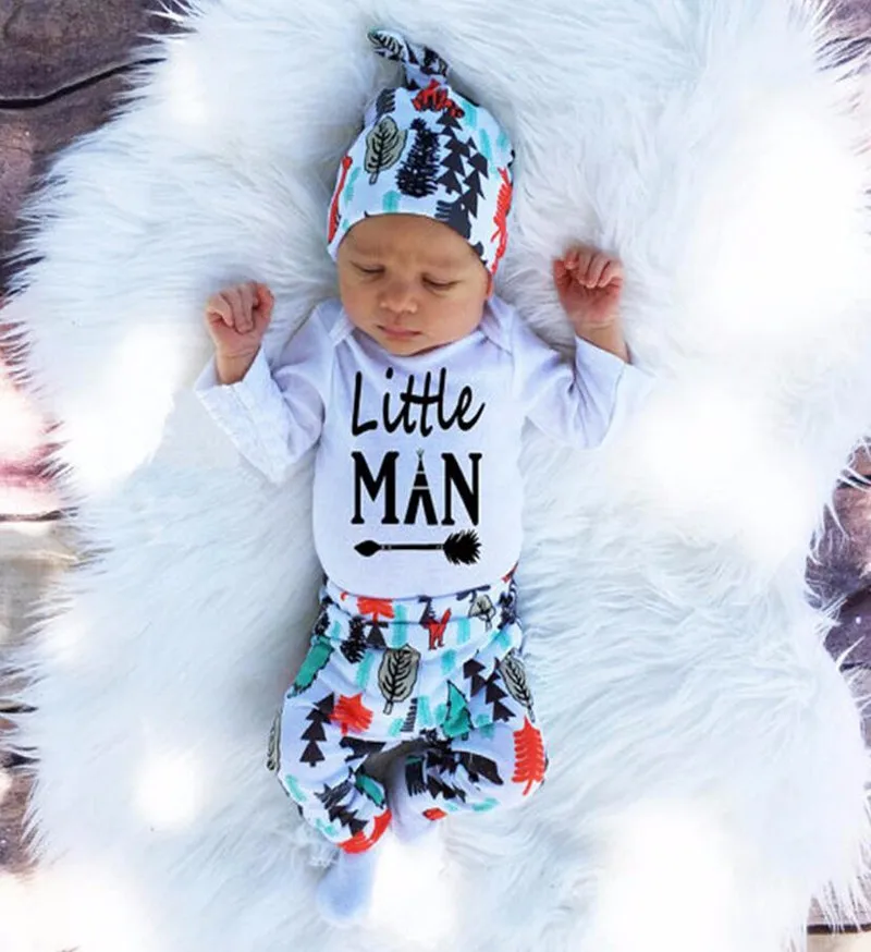 2016 Autumn Baby Boy Clothes Set My First Thanksgiving Romper+Trousers+Hat 3pcs Outfit Suit Newborn Toddler Girls Clothing Set-1