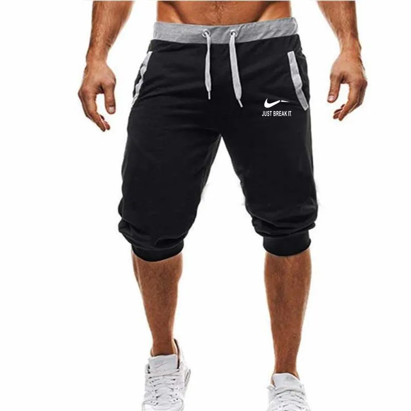 

Summer men Shorts JUST BREAK IT Leisure Men Knee Length Color Patchwork Joggers Short Sweatpants Trousers Men Bermuda Shorts