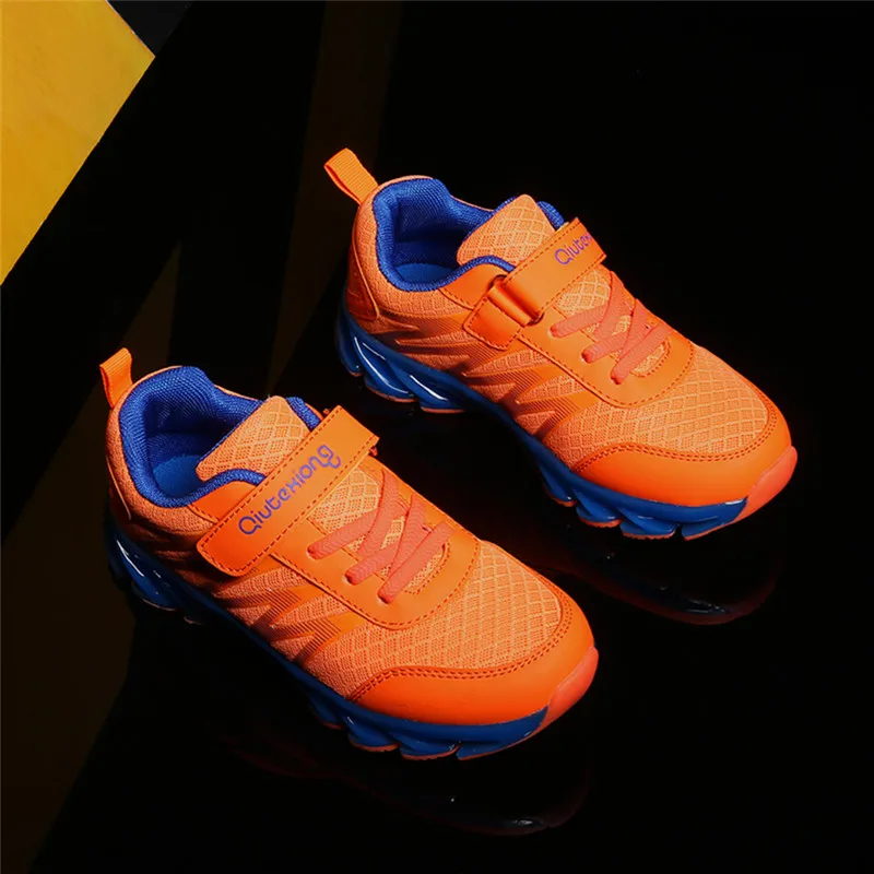 orange mesh sneakers