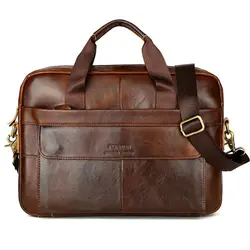 Новая роскошная 100% коровья натуральная кожа деловой мужской портфель мужская сумка из натуральной кожи сумка-тоут Компьютерная сумка