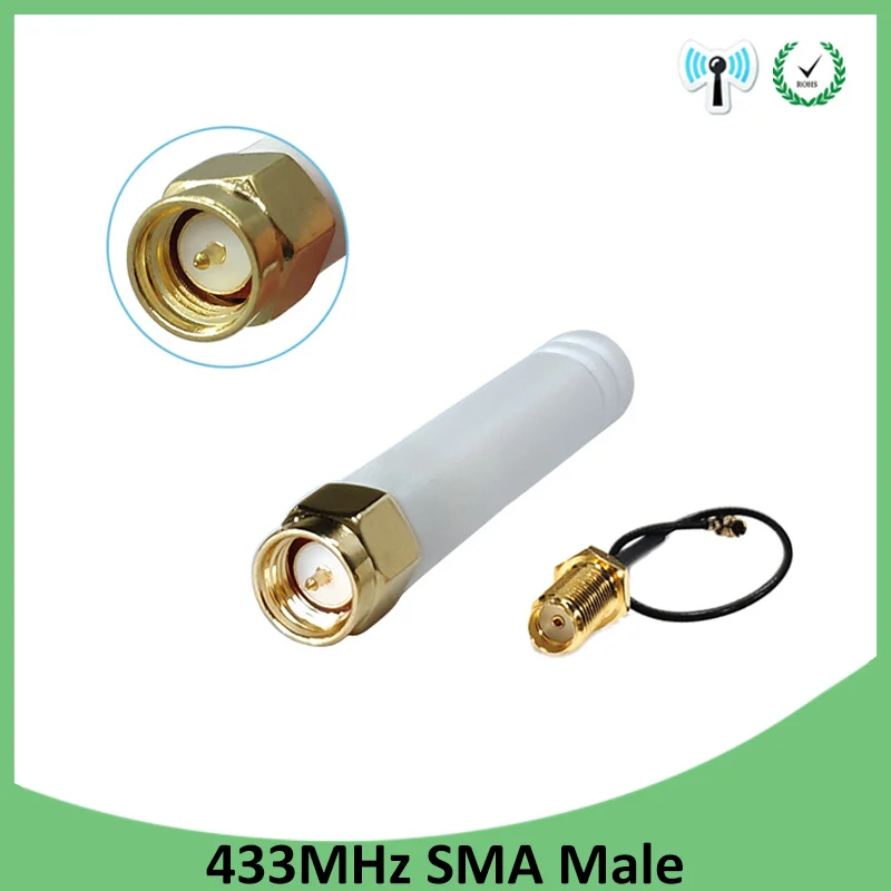 

10pcs 433MHz Antenna 2.5dbi SMA Male Connector folding 433 mhz antena directional antenne + 21cm RP-SMA/u.FL Pigtail Cable