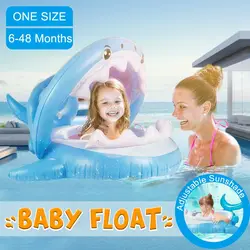 Летняя Детская Акула купание и плавание бассейн с навесом надувной Floatie плавать кольцо для детей экологически чистый ПВХ Съемный