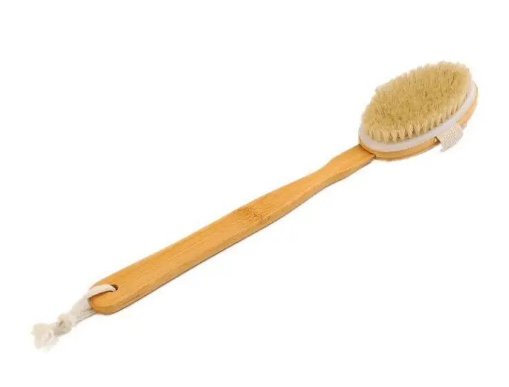 2016 Natural Bristle Middle Long handled Bamboo Shower Body Bath Brush