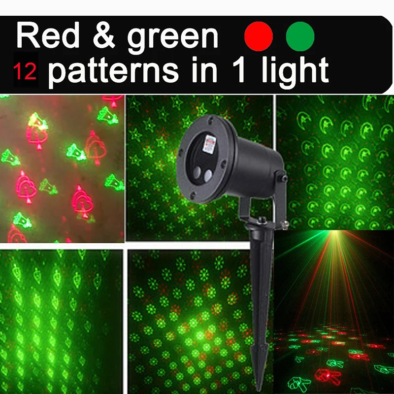 12 Musters LED Laser Licht Projektor Weihnachten Außen Beleuchtung Gartenlicht