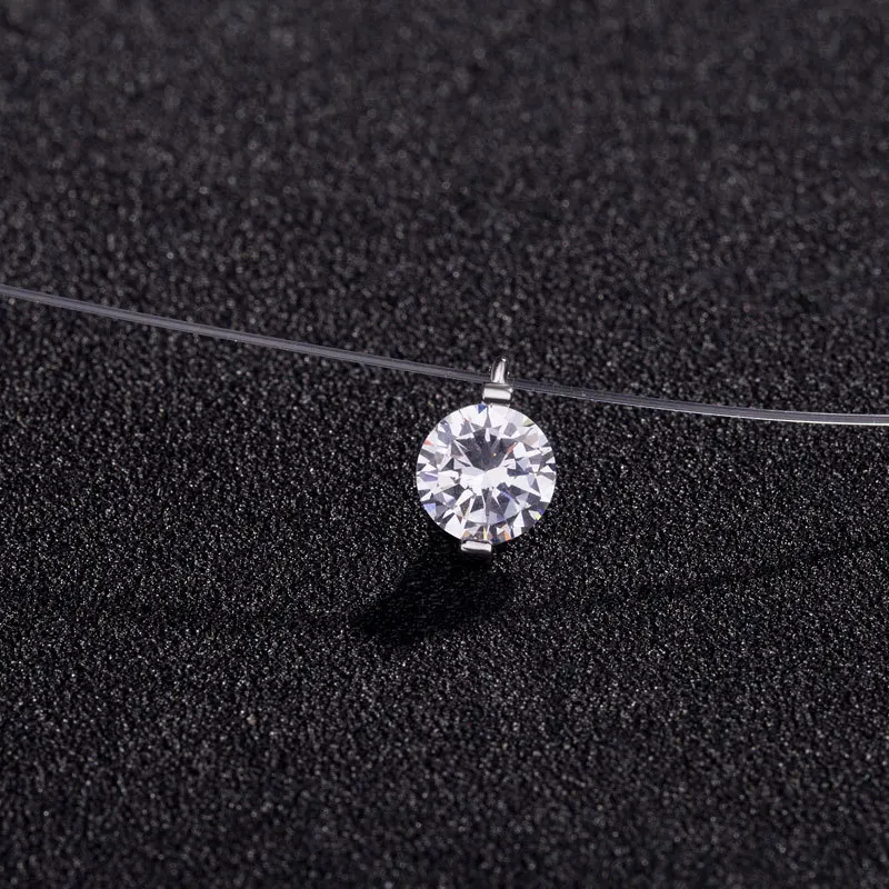ZCHLGR подарок 6 мм серебро Циркон Чокеры ожерелье s прозрачная леска простое ожерелье с подвеской ювелирные изделия для женщин