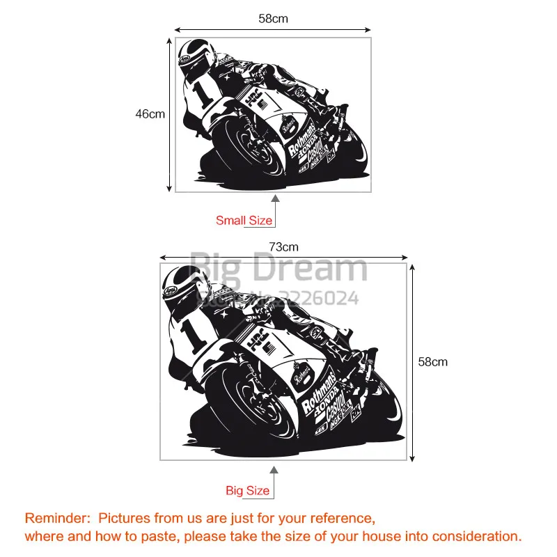 Наклейка на стену для гоночного мотоцикла, виниловая, сделай сам, домашний декор, мотоциклетный проигрыватель, Наклейки на стены, спорт для детей, гостиной