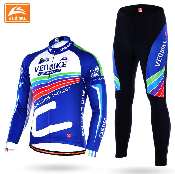 

VEOBIKE NEW Cycling Sets jersey+pants Men Long Sleeve fleece keep warm Autumn Winter cycling Sets Cycling clothings muti-colors