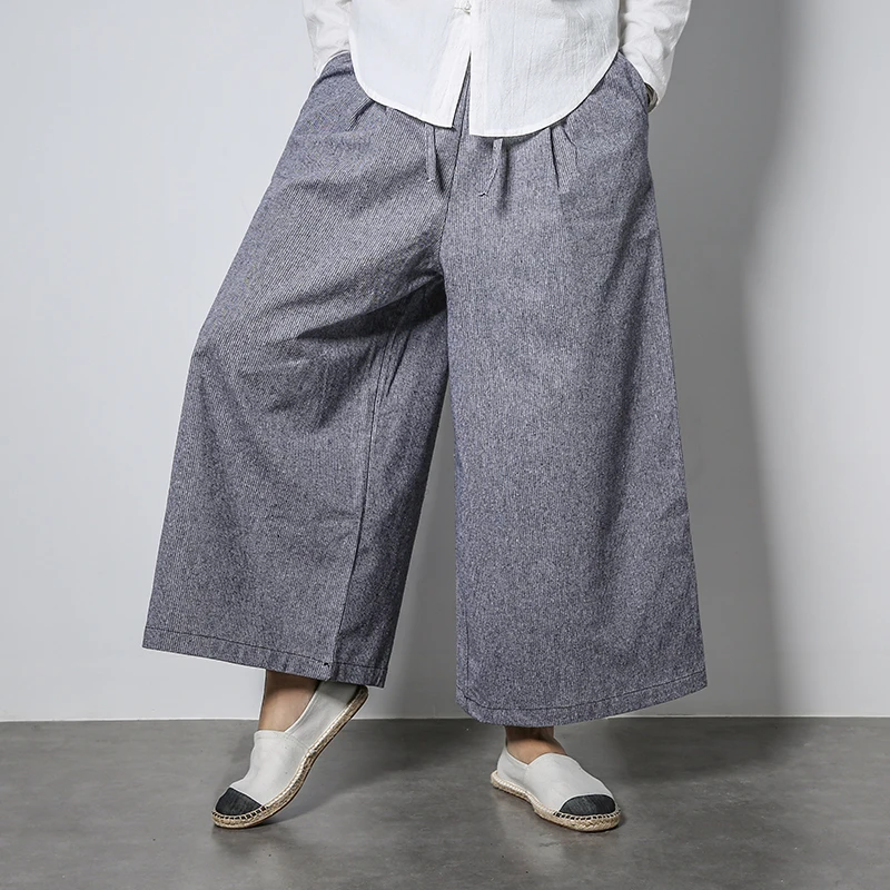 New-Male-Fashion-Wide-Leg-Pant-Men-Comfortable-Loose-Stripe-Casual ...