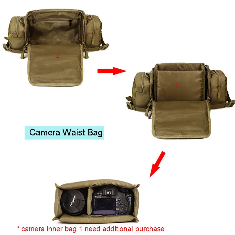 Cena Molle wojskowe saszetki na pas kamery torba piterek taktyka duża Shouder szturmowy Camping Pack zewnętrzna kamera sportowa XA573WA