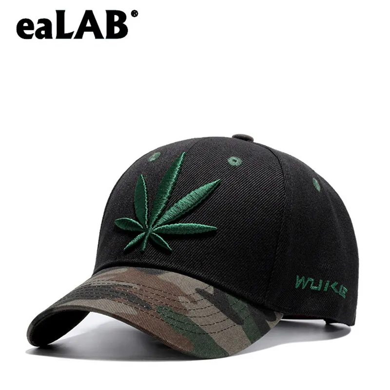 

Hemp Leaf Embroidery Mens Baseball Cap Men Dad Hat Women Sports Casual Black Cap Male Bone Bend Bongrace Camouflage Visor Hats