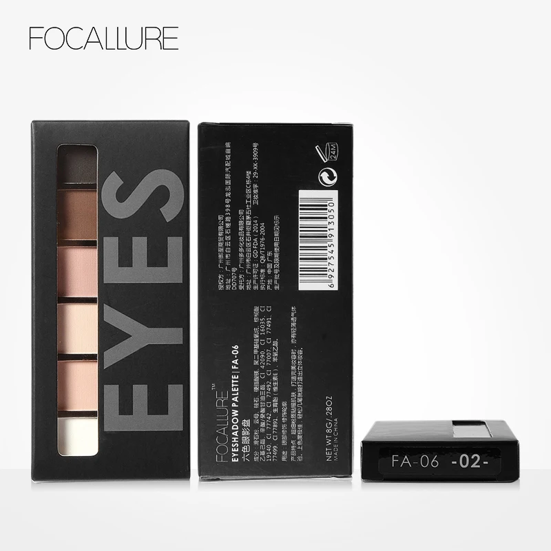 FOCALLURE 6 оттенков тени для век макияж мерцающие матовые Природные Цвета Палитра