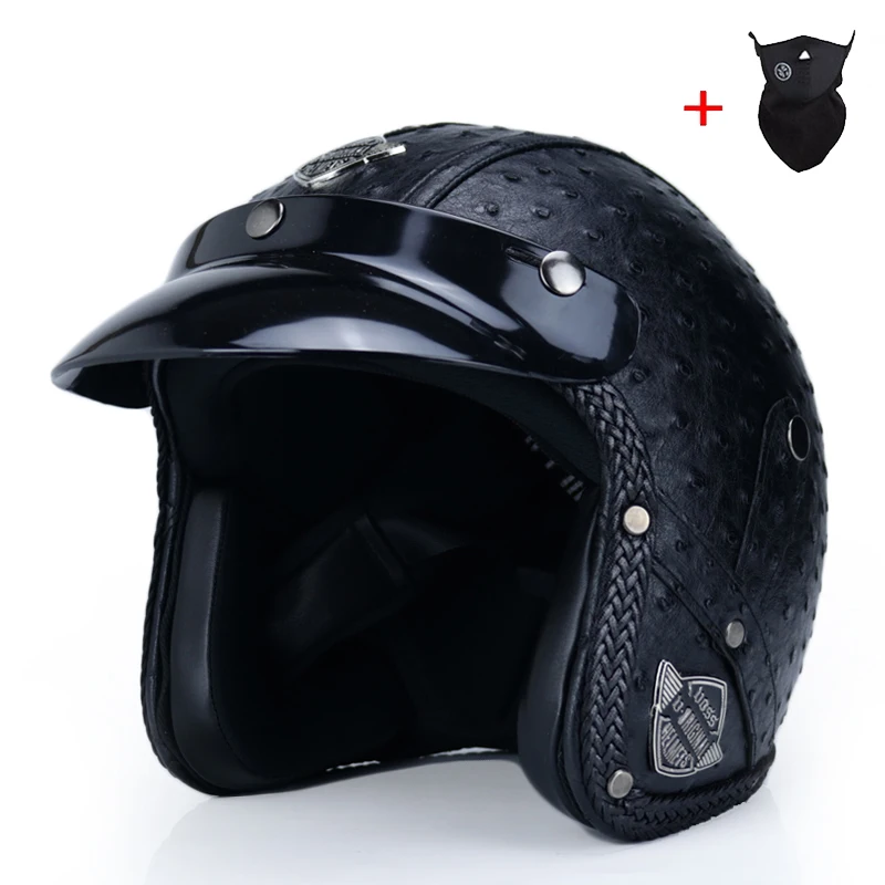 Ретро винтажный немецкий стиль мотоциклетный шлем 3/4 открытый шлем Скутер Чоппер Крузер Байкер Мото шлем очки маска - Цвет: 2