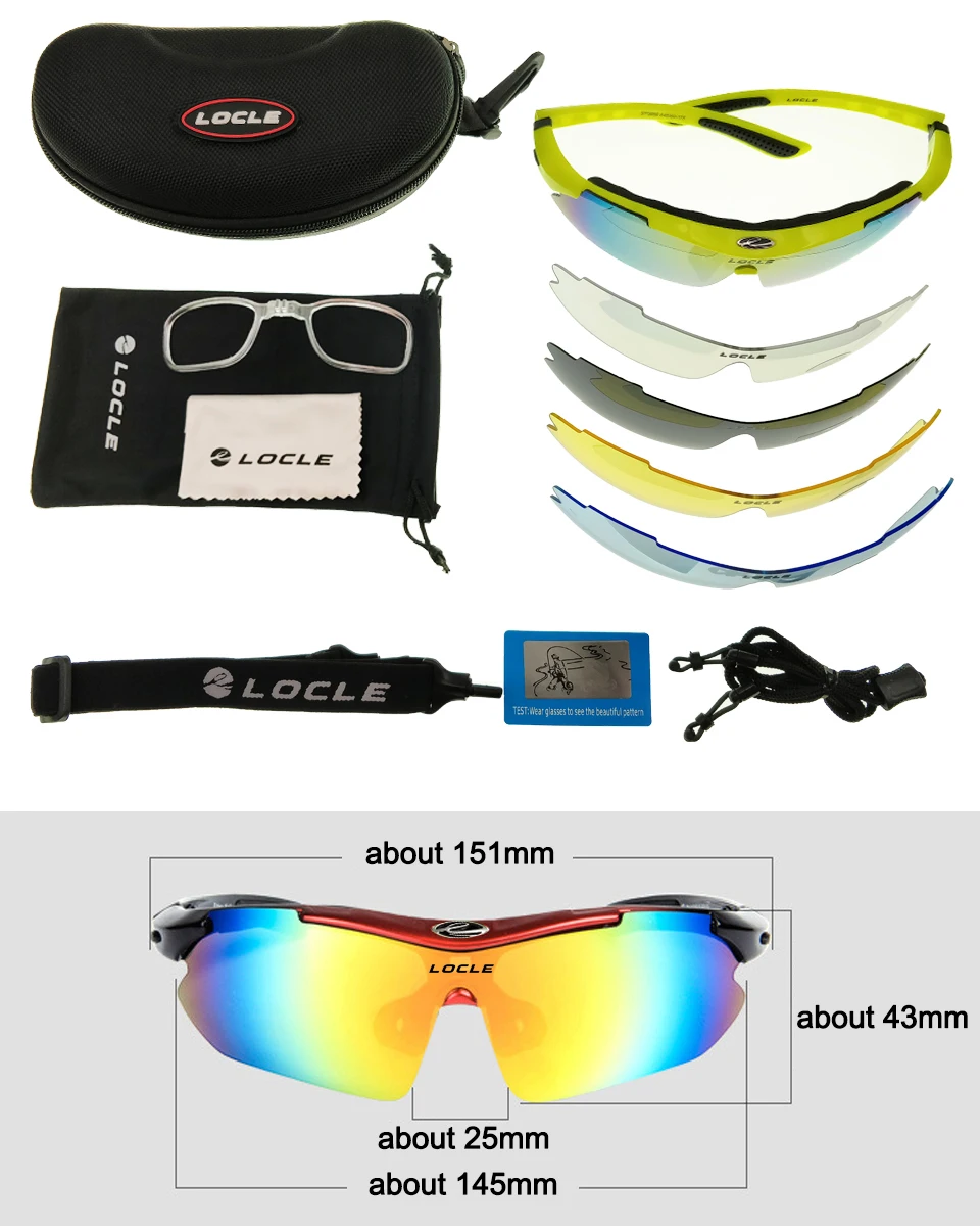 LOCLE поляризационные велосипедные солнцезащитные очки для спорта на открытом воздухе велосипедные очки для мужчин и женщин велосипедные солнцезащитные очки 29g очки 5 линз