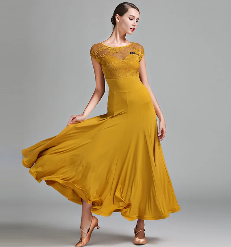 Платье для бальных танцев es, Летний кружевной костюм с коротким рукавом для танцев, женское Дешевое платье для бальных танцев