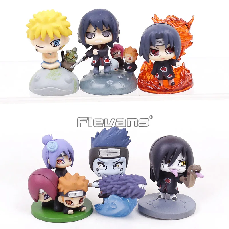 

Naruto Akatsuki Members Uchiha Itachi Sasuke Orochimaru Konan Pain Hoshigaki Kisame Sasori PVC Figures Toys 6pcs/set