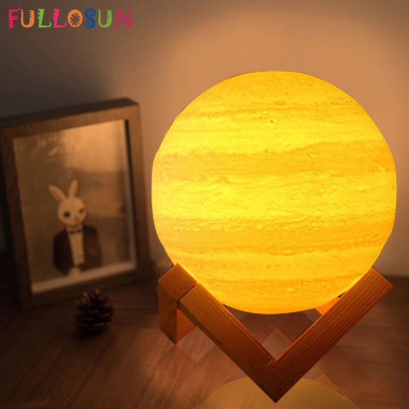 

3D Light Print Jupiter Lamp Earth Lamp Multi Color Moon Lamp Rechargeable Touch USB LED Night Light Home Decor Creative Gift