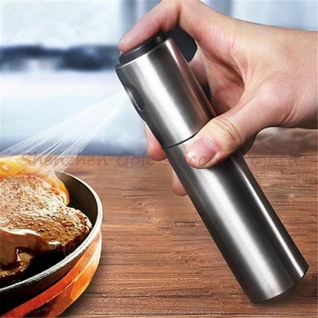

100 pcs/lot Stainless Steel Olive Mister Oil Spray Pump Fine Bottle Oil Sprayer Pot Cooking Roast Bake Tools Oil Dispenser