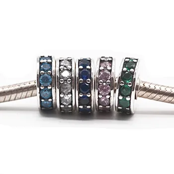 

ZMZY Original 925 Sterling Silver Charm Crystal Spacer Zircon Beads Snake chain Bracelets Charms Jewelry Making Women Diy Gift