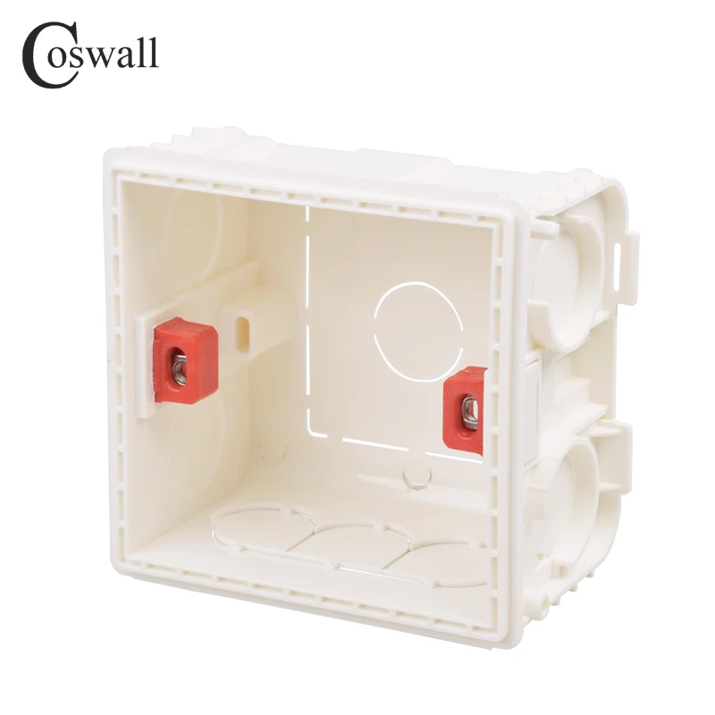 Coswall Adjustable Mounting Box Internal Cassette 86mm*85mm*50mm For 86 Type Switch and Socket White Red Blue Wiring Back Box