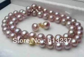 

hot free Shipping new Fashion Style diy 8-9mm Purple Pink Akoya Cultured Pearl Necklace 17" earring G4527