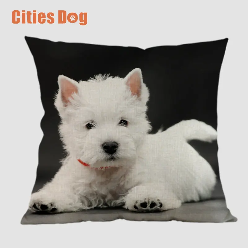 Свадебное украшение наволочка льняной чехол West Highland White Terrier квадратный рисунок