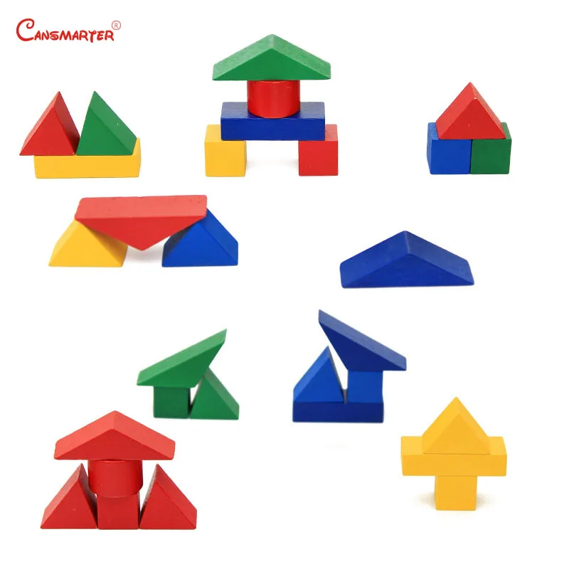 Montessori Combined Geometry Blocks Boards Math Toys Teaching Aids Green Yellow Brain Develop Baby Educational Toys Games G069-3