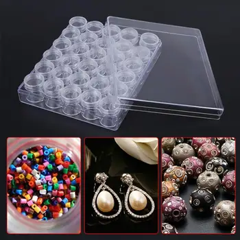 

30 Jars Plastic Transparent Nail Art Multipurpose Rhinestone Storage Box Jewelry Organizer Light-weight