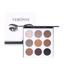VERONNI Brand 9 Color Eyeshadow Makeup Palette Natural Nude Shimmer Matte Eye Shadow Warm Pigmented Powder Long Lasting Cosmetic