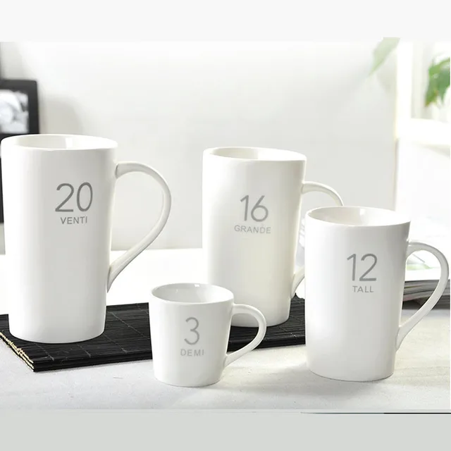 brief coffee cup solid color coffee mug matt white 4pcs set 3oz 12oz