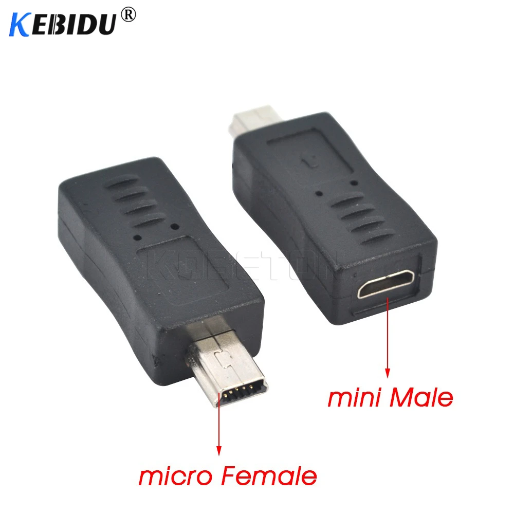 Адаптер переходник kebidu для ПК и телефонов черный Micro USB Мама в Mini папа|Кабели