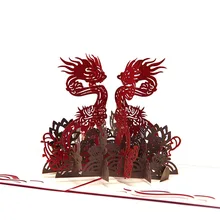 3D ручной работы, лазерная резка китайский Стиль четырех направлениях Дракон Бумага приглашение Поздравительные открытки открытку фестиваль креативный подарок