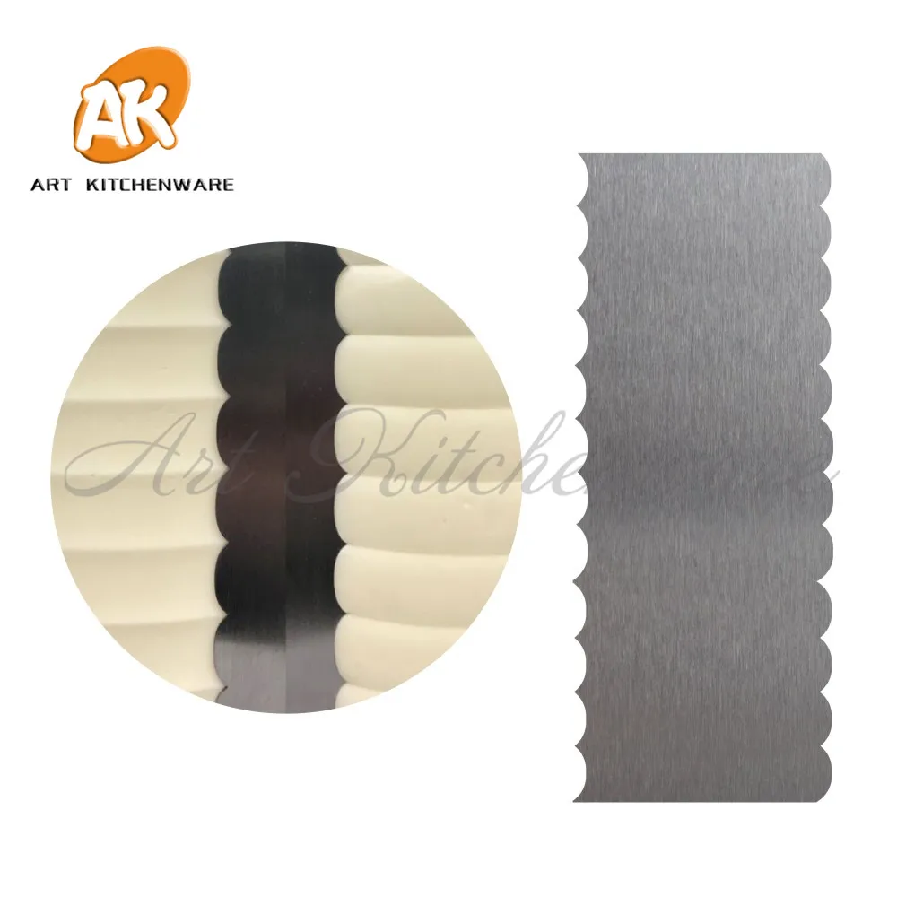  1pc Double Side Wave Cake Scraper Baking Pastry Spatulas Stainless Steel Cream Scraper Fondant Cake