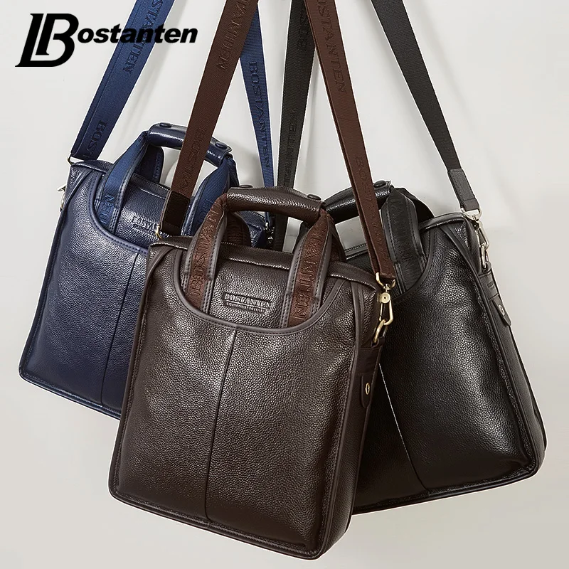 Bostanten 2017 الساخن بيع جلد طبيعي حقيبة أعمال لاب توب محمول حقيبة يد محفظة كاجوال Sacoche Homme Marque كروسبودي