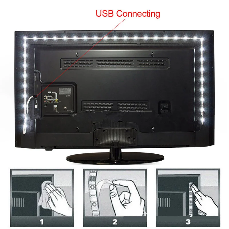 1 комплект USB батарейный блок с переключателем+ 5 В постоянного тока Светодиодная лента 50 см 1 м 2 м SMD 3528 для ТВ фонового освещения водонепроницаемый или не водонепроницаемый