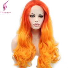 Yiyaobess черный серый коричневый розовый Красный Оранжевый Ombre Парик на кружеве синтетические двухцветные длинные волнистые косплей костюм парики для женщин