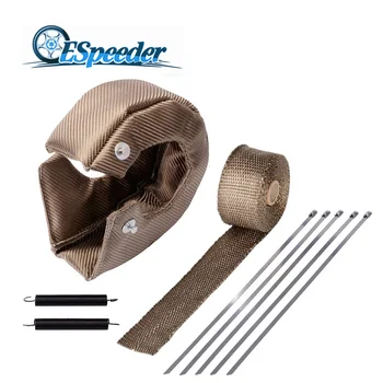 

ESPEEDER Exhaust Turbo Heat Shield T3 Turbo Blanket Heat Shield Barrier 1,200 Degree Temp Rating With 5m Exhaust Wrap Pipe Heat