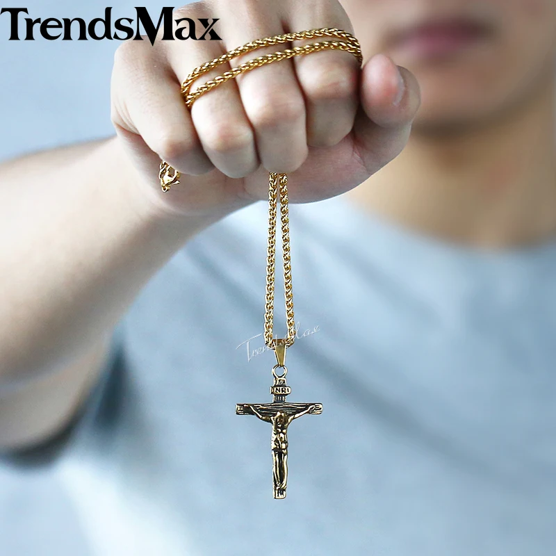 Цепочка мужская из нержавеющей стали 316L с изображением Иисуса Христа|cross pendant