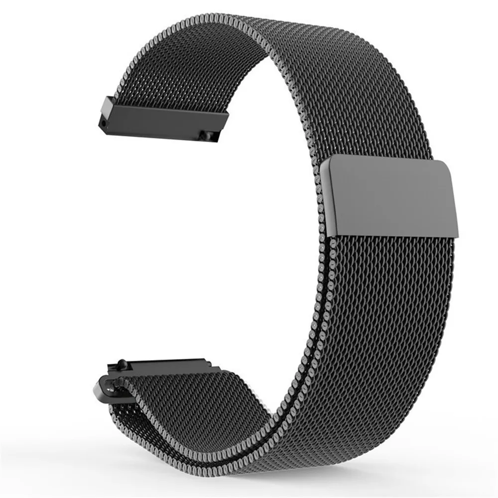 22 мм Milanese Loop Магнитная Нержавеющая сталь часы ремешок для Xiaomi Huami Amazfit молодежи бит Smart ремешок на запястье браслет - Цвет: Черный