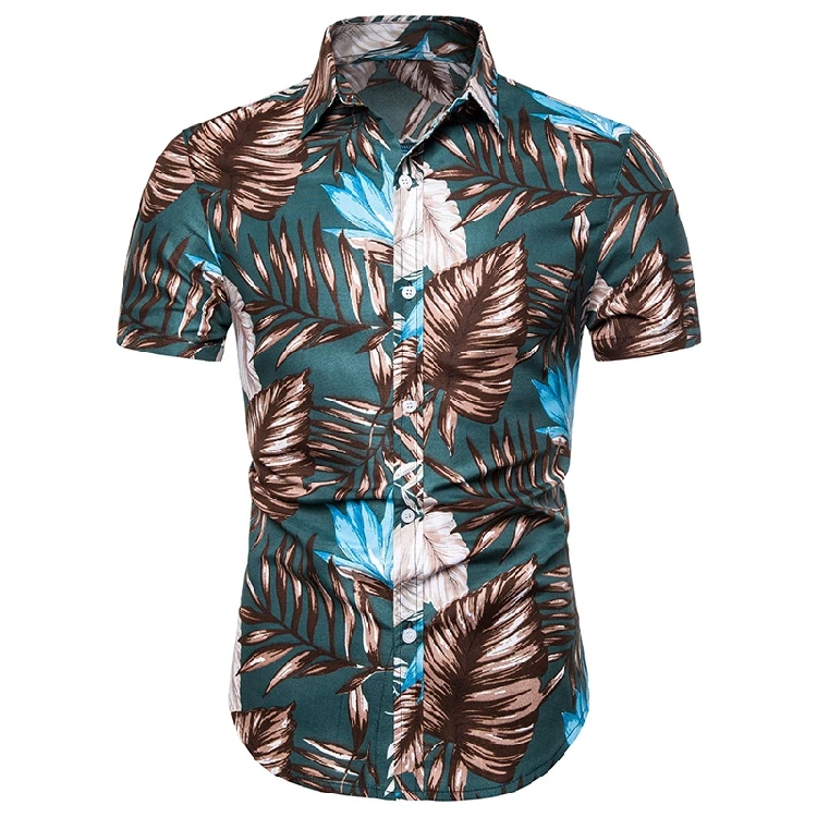 Мужская гавайская рубашка с коротким рукавом, приталенная рубашка Camisa Masculina, Летняя Повседневная рубашка с принтом "кокосовое дерево", Мужская одежда, рубашка с цветочным рисунком