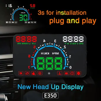 

XYCING E350 HUD 5.8 Inch Car Head Up Display Windscreen Projector OBD2 Car Driving Data Speeding Warning MPH Fuel Speedometer