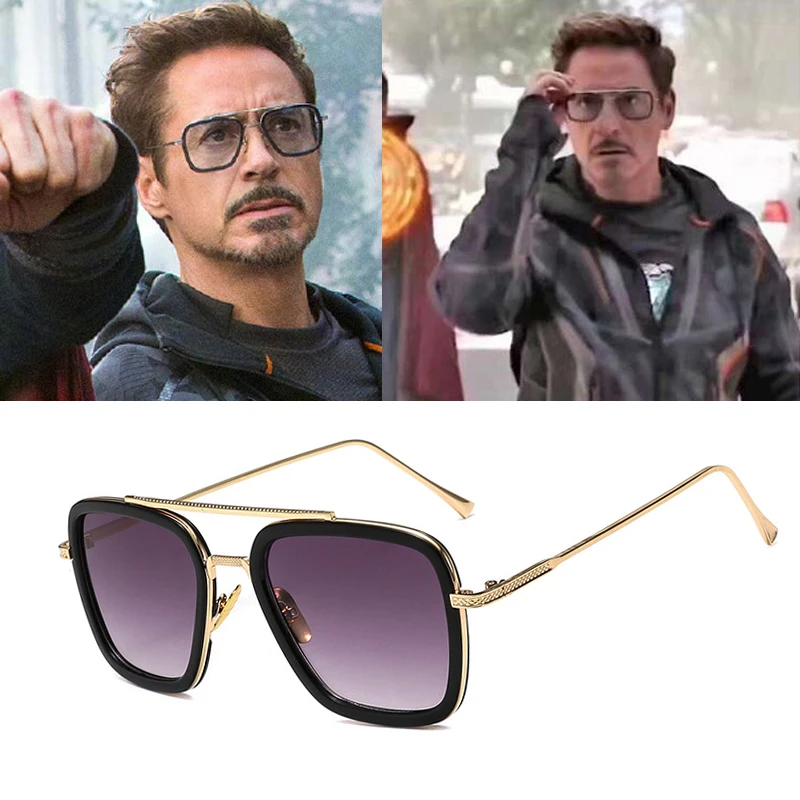 

RTBOFY Vintage Steampunk Men Sunglasses Brand DesignerTony Stark Iron Man Goggles Retro Windproof Steam Punk Sun Glasses UV400
