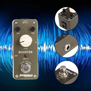 

Guitar Part Tomsline ABR-3 Mini Booster Electric Guitar Effect Pedal With Fastener Tape Aluminum Alloy Housing True Bypass