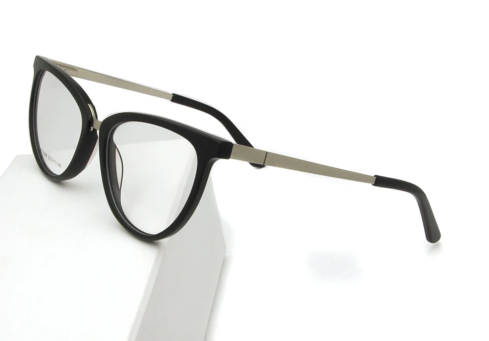 frame BLACK SILVER Ацетат Дамская мода кошачий глаз очки рамки брендовая Дизайнерская обувь очки для женщин рамки очки, оптика Óculos де Грау Feminino - Цвет оправы: frame BLACK SILVER