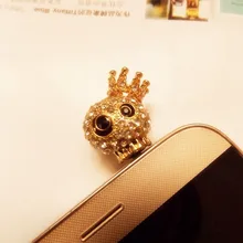 3,5 мм полный бурения желтый череп с короной головкой Пылезащитная заглушка для телефона Хэллоуин голова призрака Ушная вилка