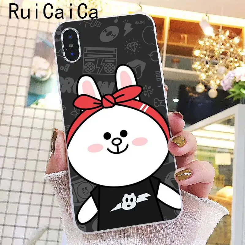 Ruicaica Line Friends коричневый Медведь Мягкий чехол для телефона iPhone 8 7 6 6S Plus X XS MAX 5 5S SE XR 10 Чехол