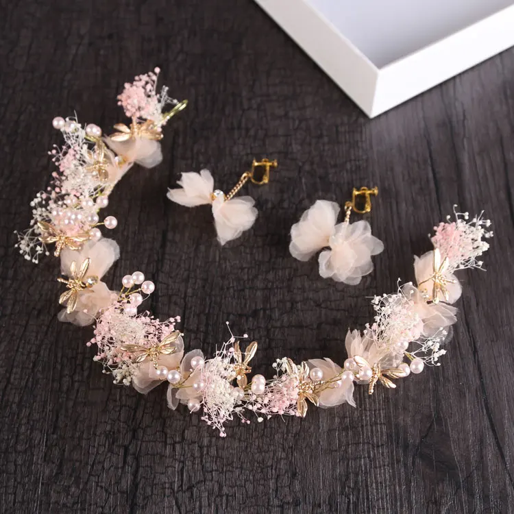 Повязка для волос с сухим цветком невесты|wedding hair accessories|bride headwedding |