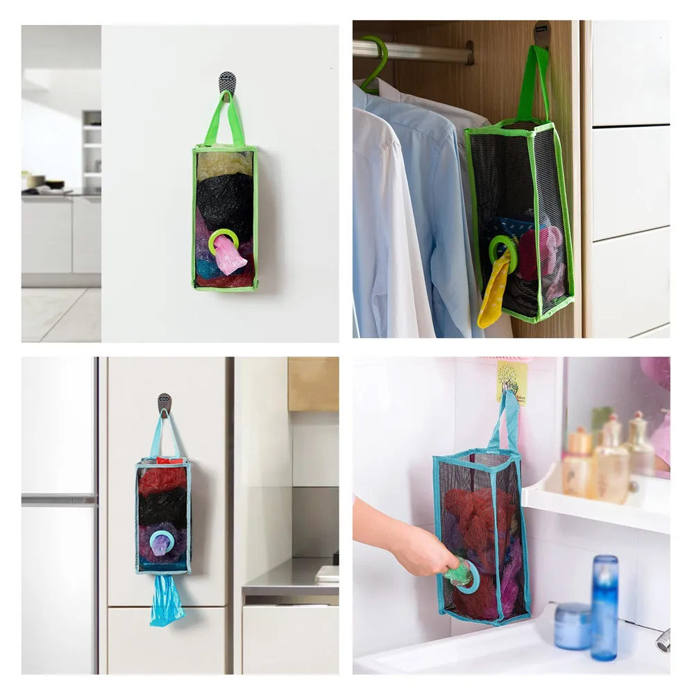 

Wall hanging Plastic Organizer Breathable Mesh Garbage Bags Kitchen Hanging Storage Bags