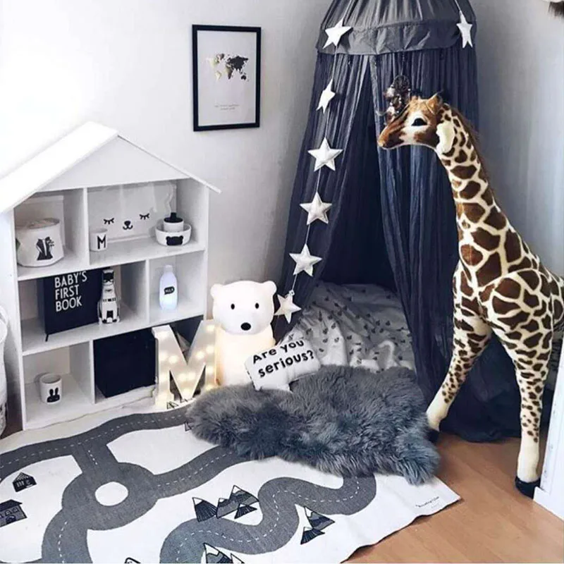 

Machine washable area rug children large carpet cotton modern style for kids room decoration antiskid soft plain city road rug