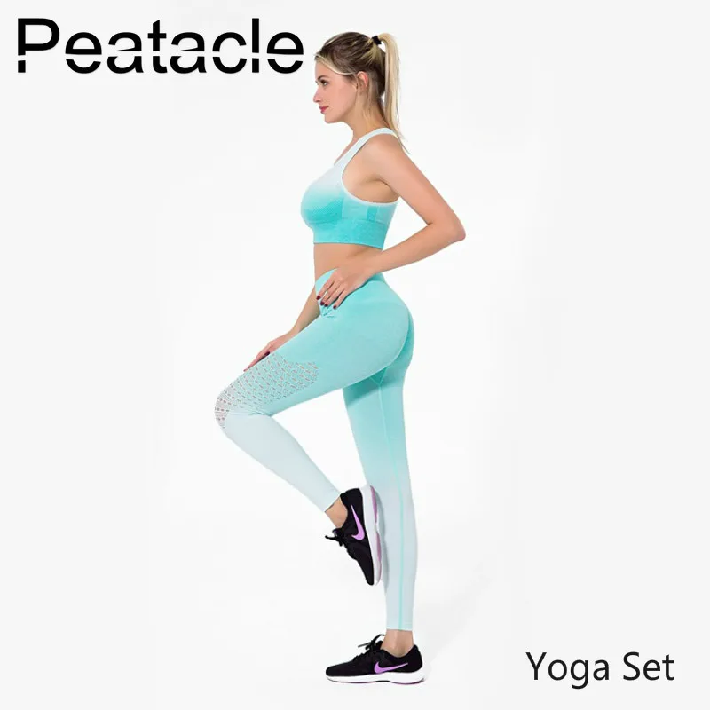 

Peatacle 2 Pieces Semless Sportswear Woman Gym Yoga Set Suit Bra Leggings Running Fitness Jogging Femme Clothing for Women